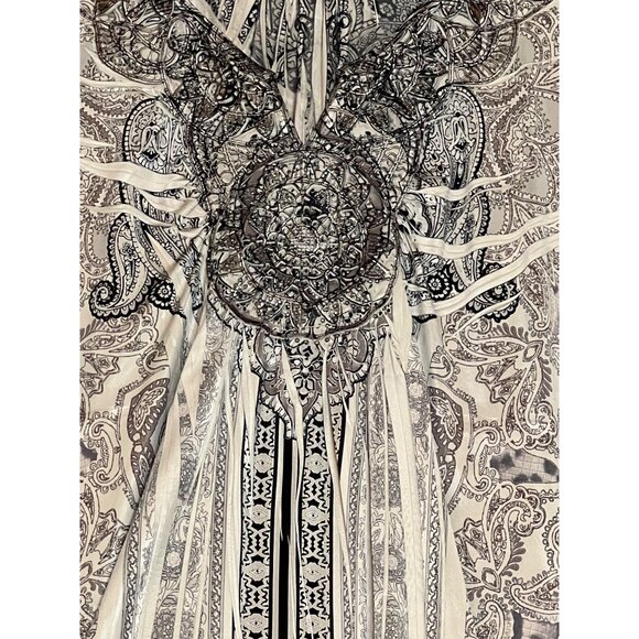 Croft & Barrow Women Plus 2X Paisley Print Tunic Embroidered Asymmetric Blousy - Picture 6 of 16